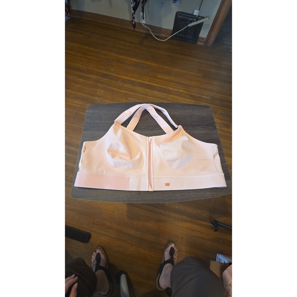 Shefit Flex Sports Bra Pink Gold Marble Front Zip Adjustable Size 5 Luxe NWOT
